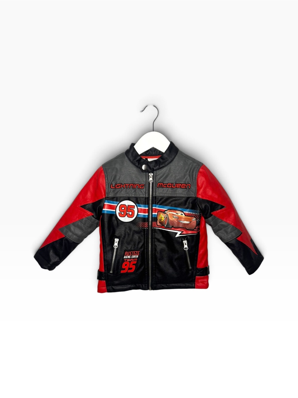 🚗 Disney Car’s Lightning McQueen Pleather Jacket size 3